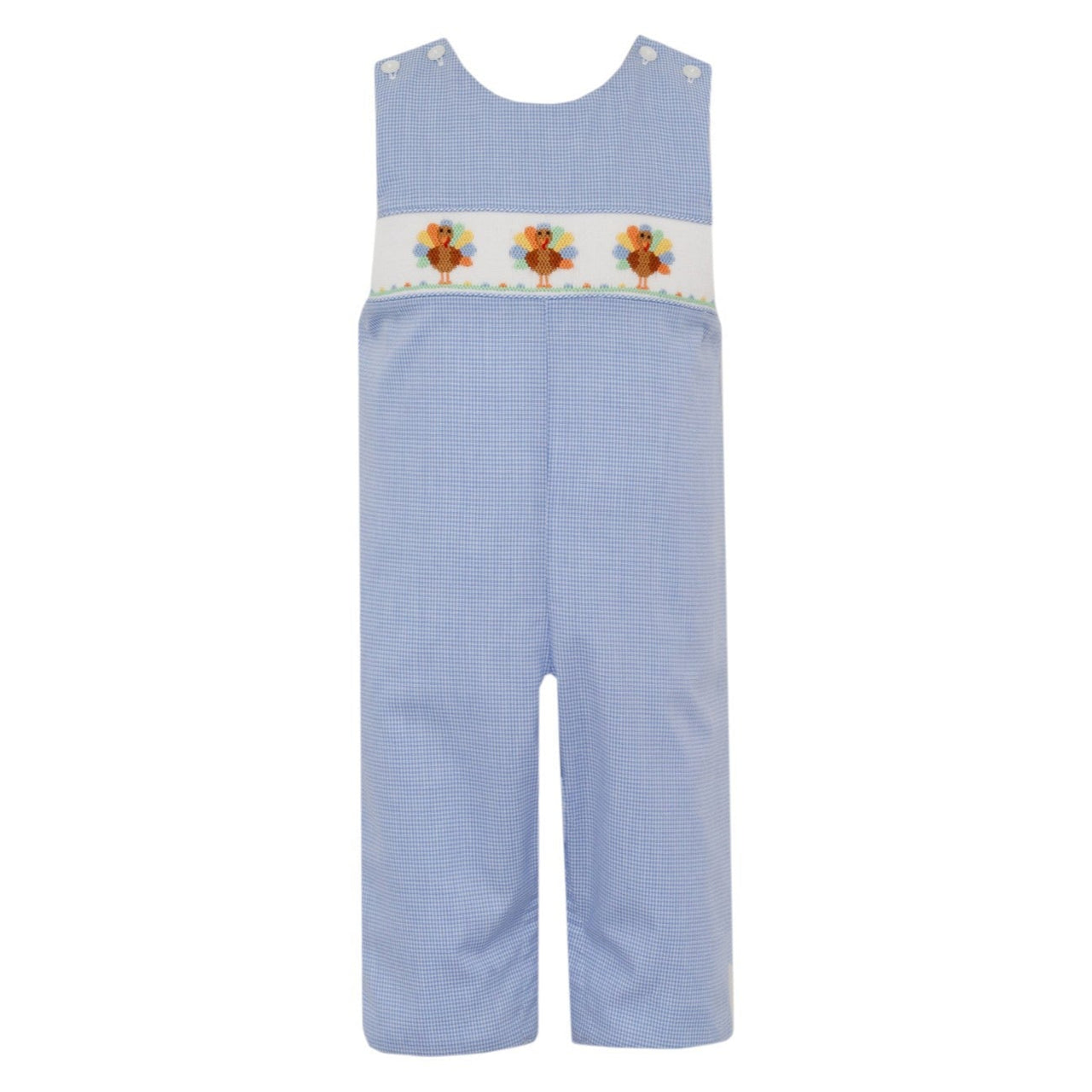 Petit Bebe Turkey Boy's Blue Gingham long Jon Jon 121K-MF25 5208