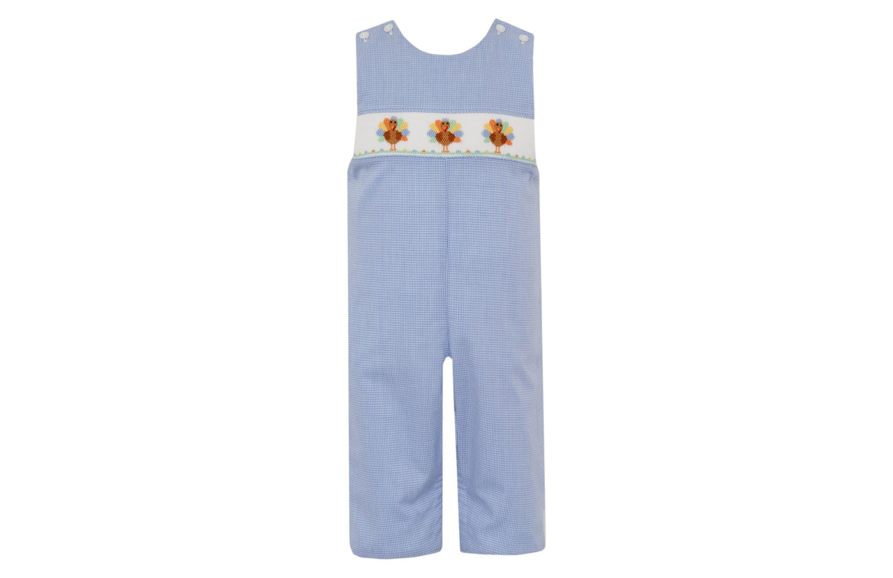 Petit Bebe Turkey Boy's Blue Gingham long Jon Jon 121K-MF25 5208