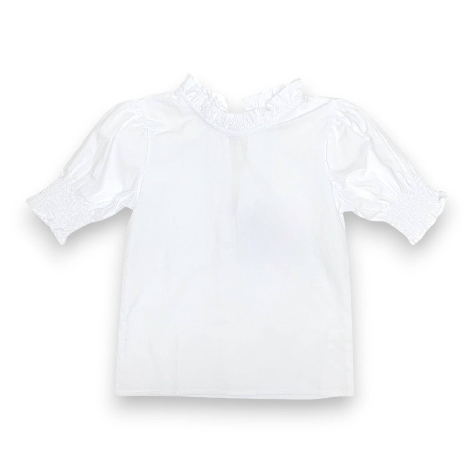 Lulu Bebe White Ruffle Collar Tie Back Shirt Lyn-White 5208