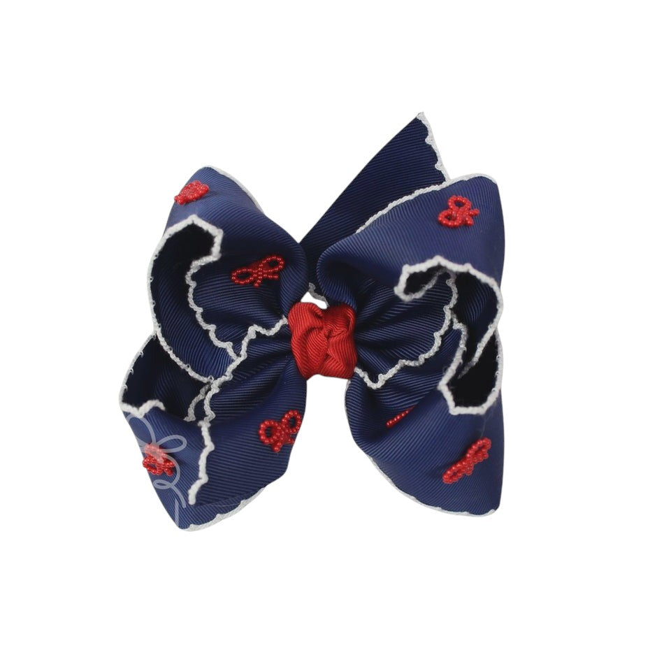 Beyond Creations Embellished Crochet Edge Bow with Pearl Bows