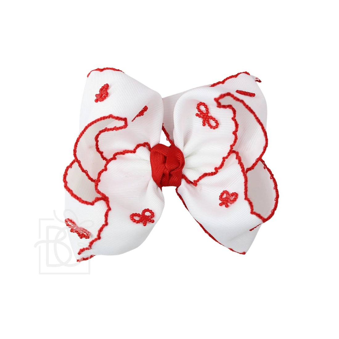 Beyond Creations Embellished Crochet Edge Bow with Pearl Bows