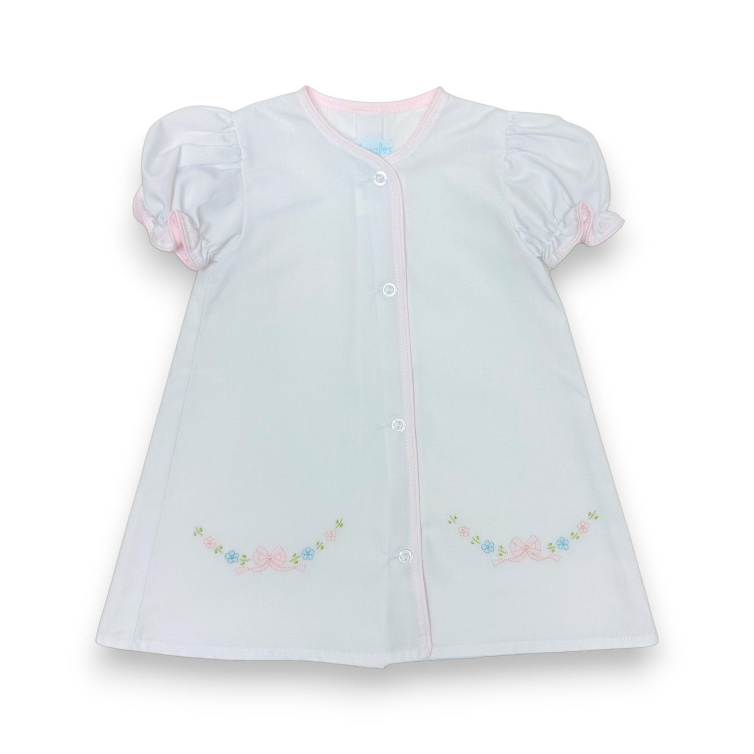 Auraluz White/Pink Daygown W Bow & Floral Shadow Emb 310G-WPTBO 5304