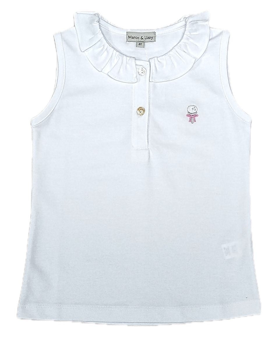 Marco & Lizzy Golf Collection Girl's White Pima Top M-23-153 5302