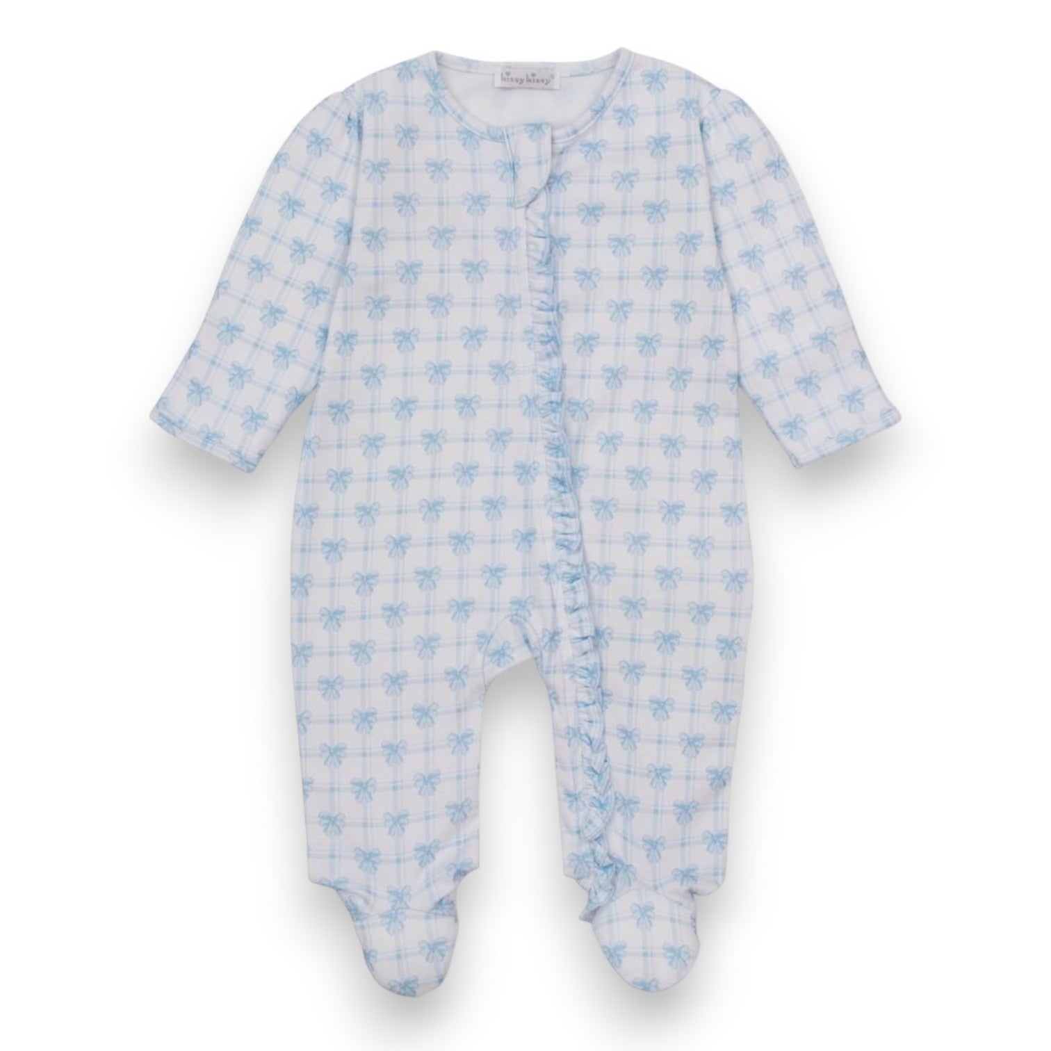 Kissy Kissy Windowpane Bows Footie W/Zip