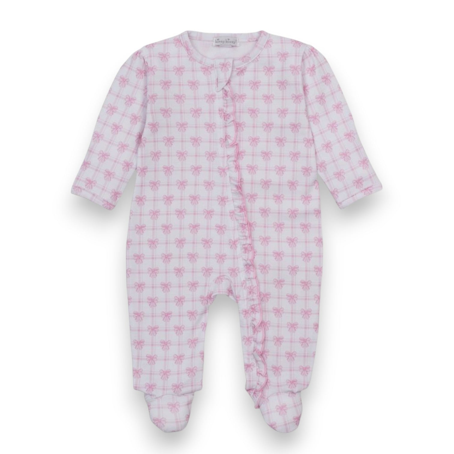 Kissy Kissy Windowpane Bows Footie W/Zip