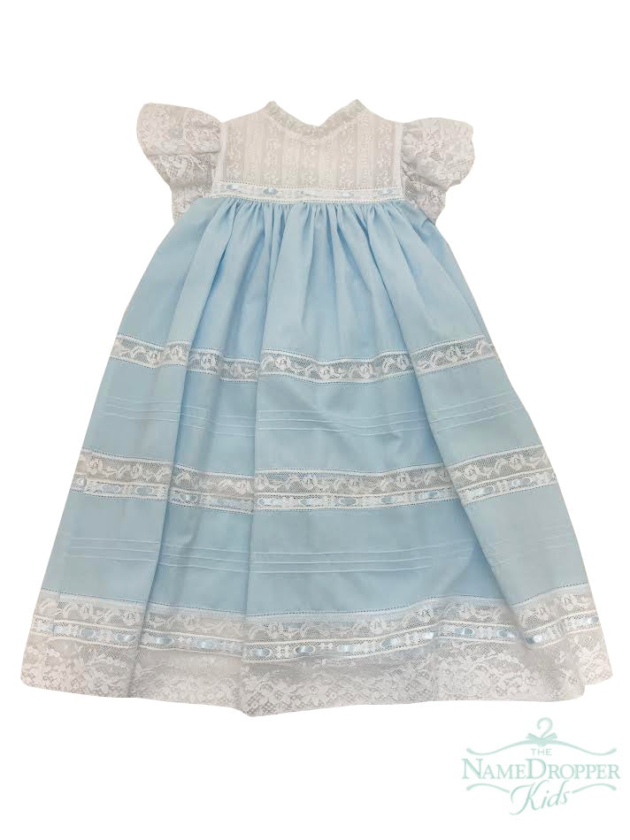 Treasured Memories Blue/White lace /Blue Ribbon Dress S2313