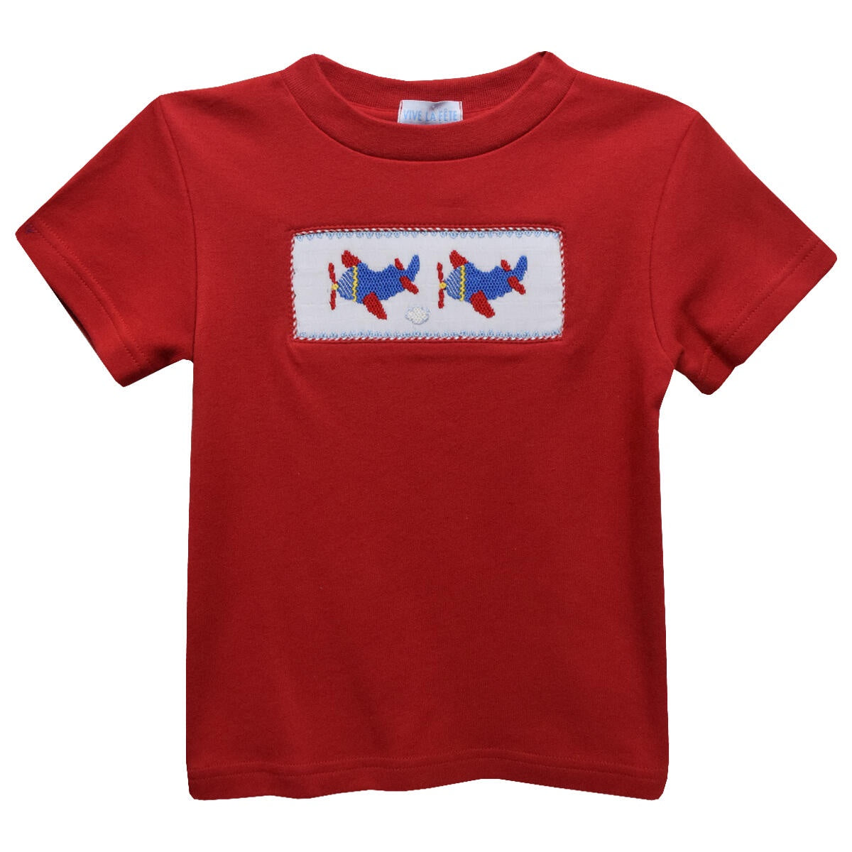 Vive La Fete Airplane Smocked Red Knit Short Sleeve T-Shirt 5103