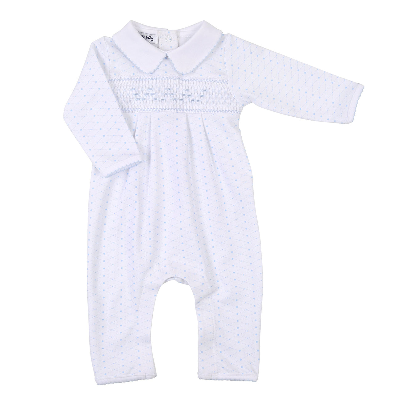 Magnolia Baby Spring Riley and Ryan Smocked Collared Playsuit 1117-891 5004
