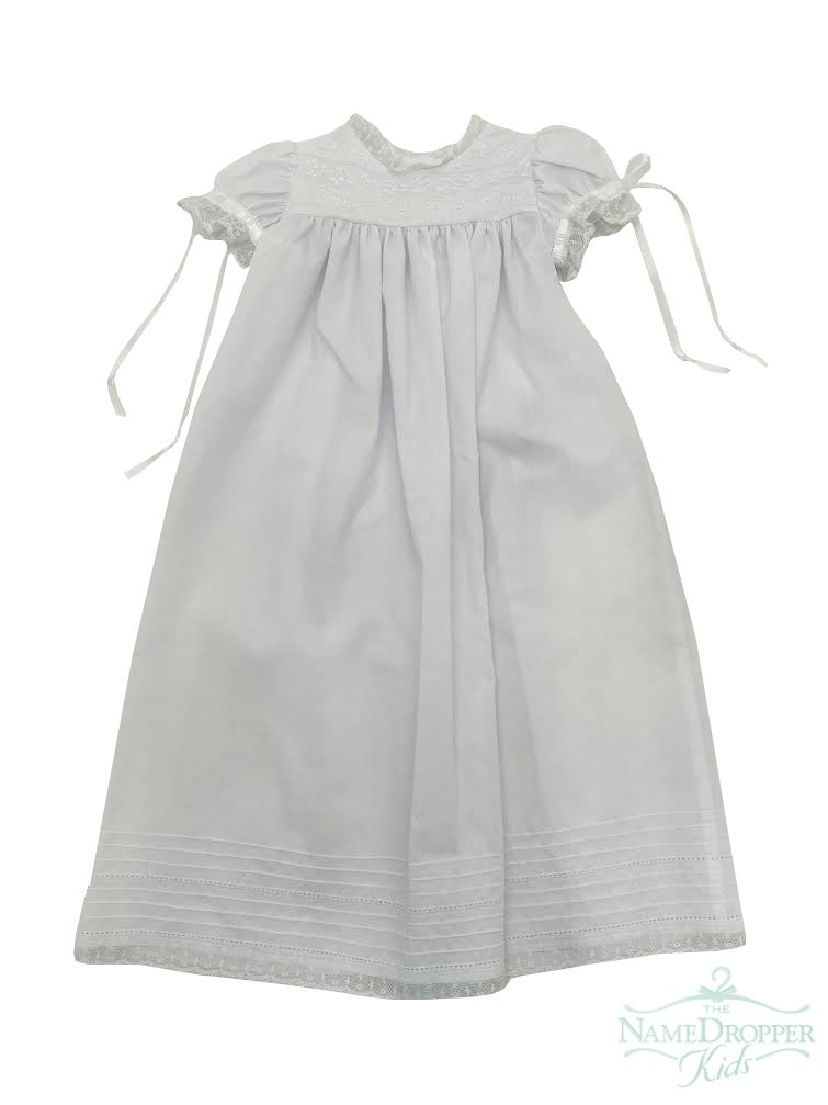 Treasured Memories White Daygown W/White Lace Yoke, White lace trim  and White Ribbon 0/3m 2302