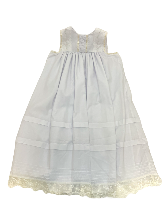 La Jenns White Dress W/Ecru Lace & Ribbon M745