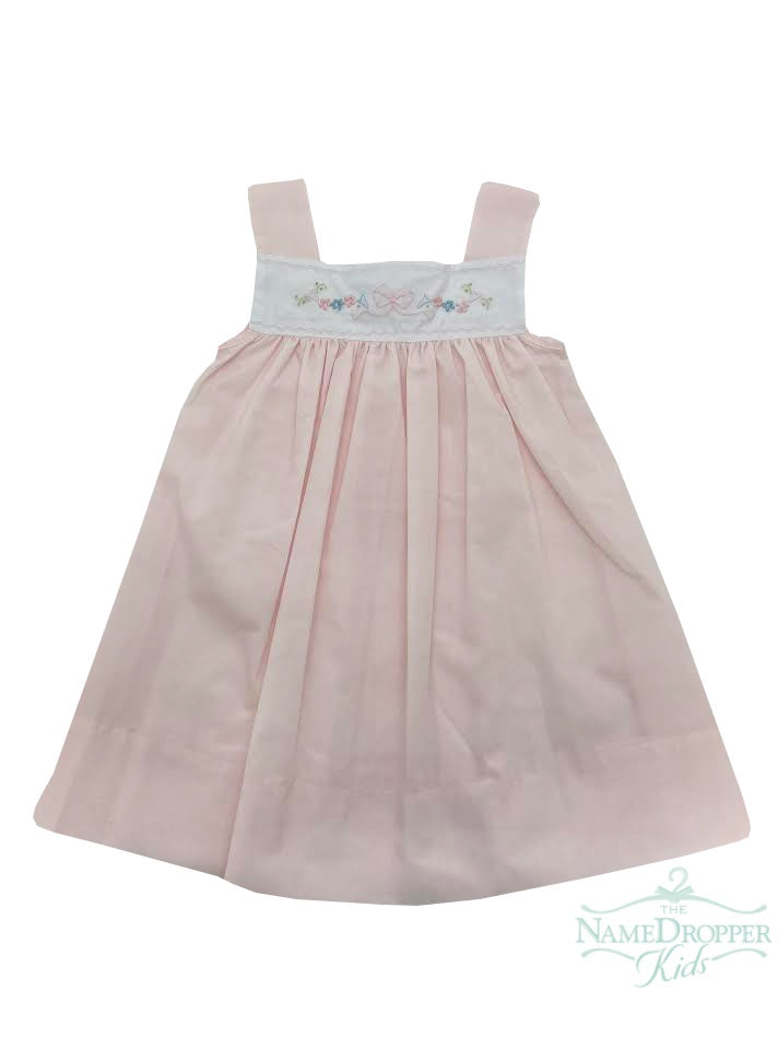 Auraluz Sundress W/Pink Bow Shadow Embroidery  240