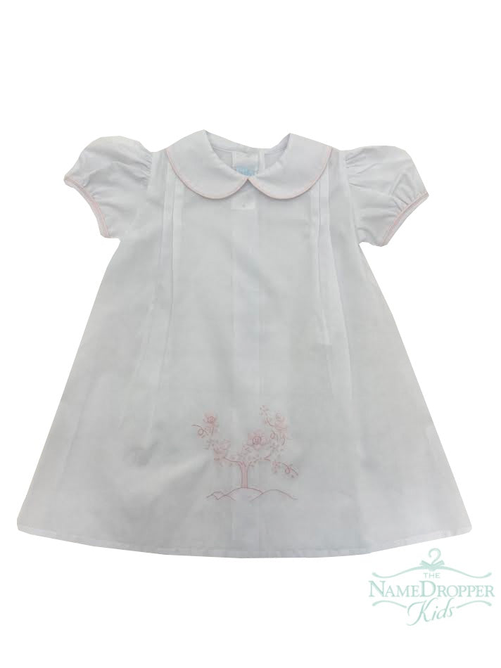 Auraluz White W/Pink Tree & Bird  Shadow Embroidery Daygown 365GWPTB