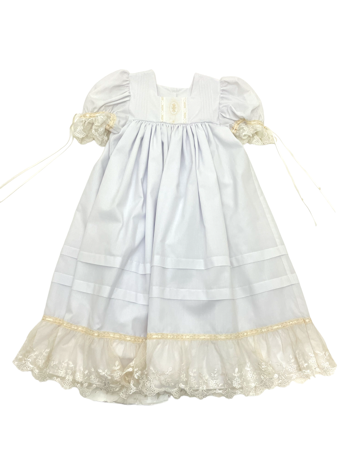 La Jenns White Dress W/Ivory Lace & Ribbon M355