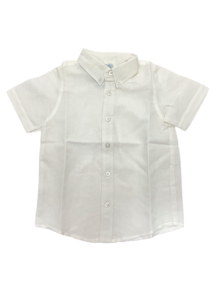 LuLu Bebe Boys Linen S/S Button Down Shirt White Michael