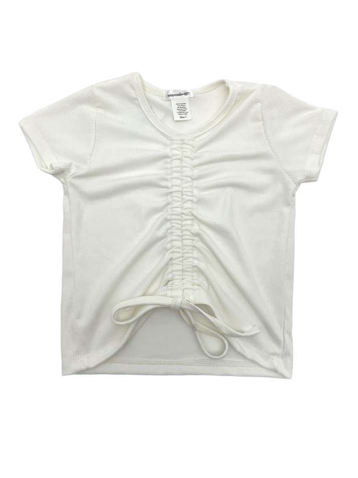 Area Code 407 Ivory Rib Center Rouched SS Tee Jada 1305