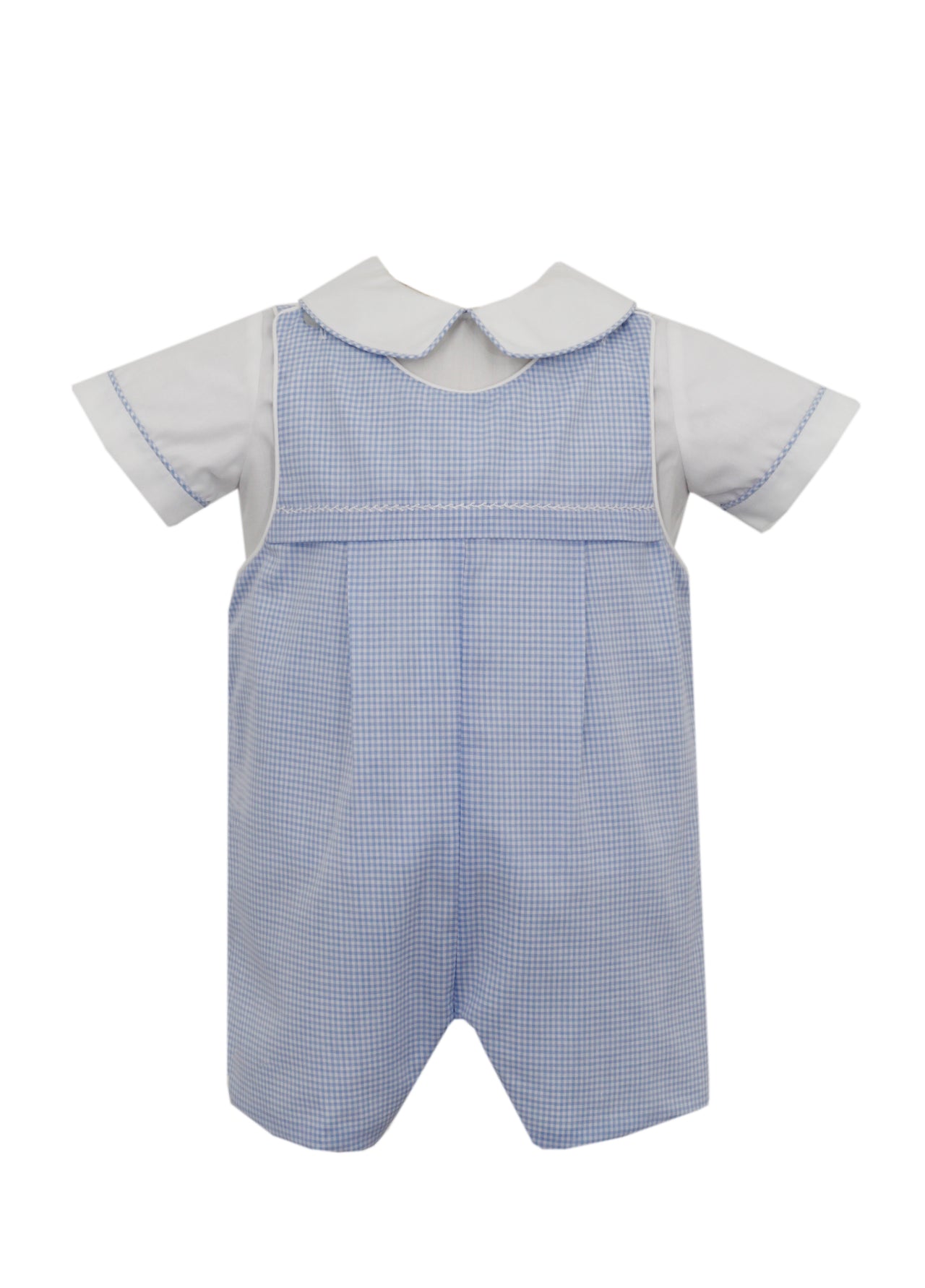 Petit Bebe Boy's Jon Jon W/White shirt Set Blue Gingham 113Z-MS24 5012