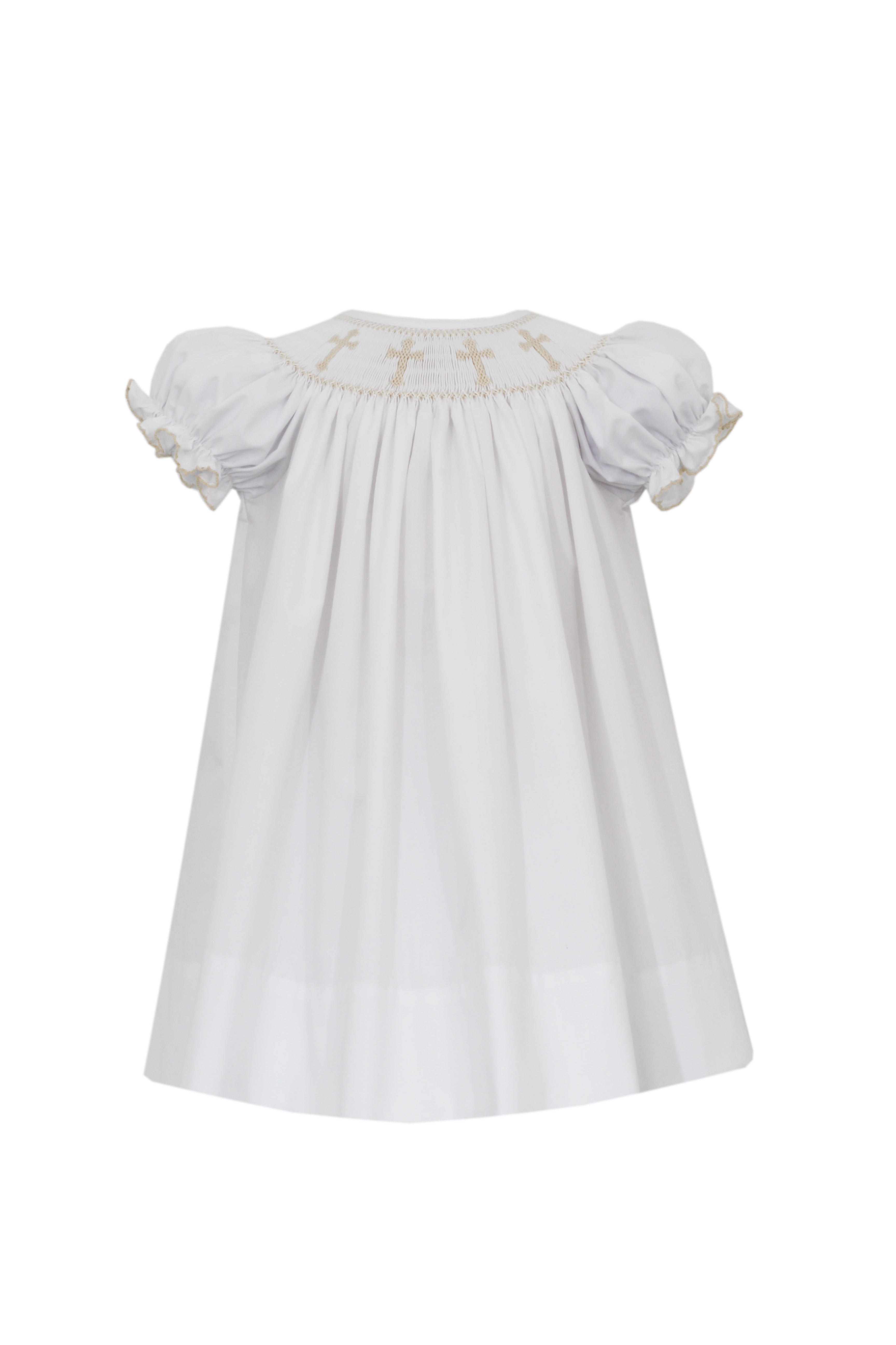 Petit Bebe Crosses Bishop White Poplin S/S 120A-MS24 5012