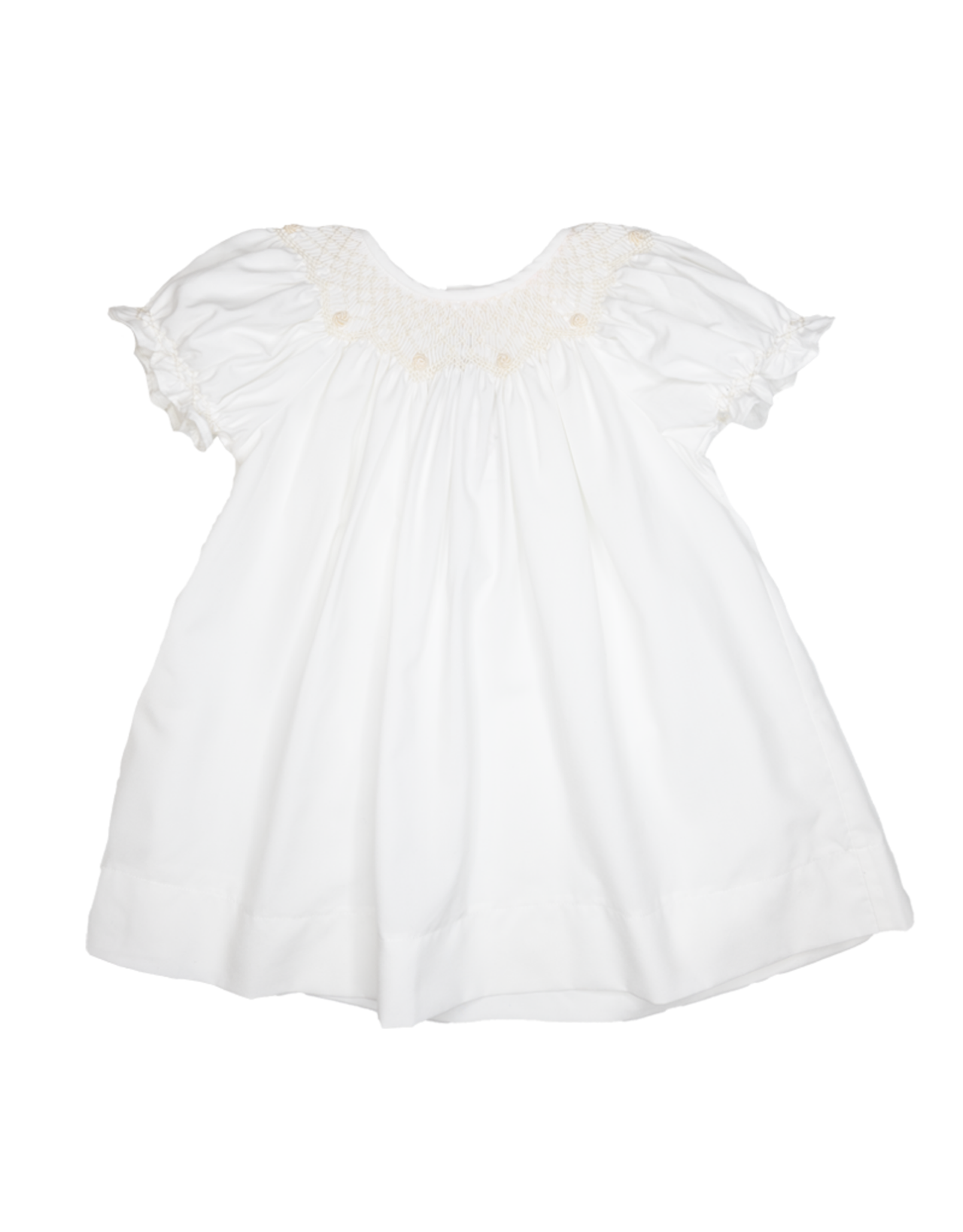 Sweet Dreams Ava White/Beige Smocked Dress NHC149