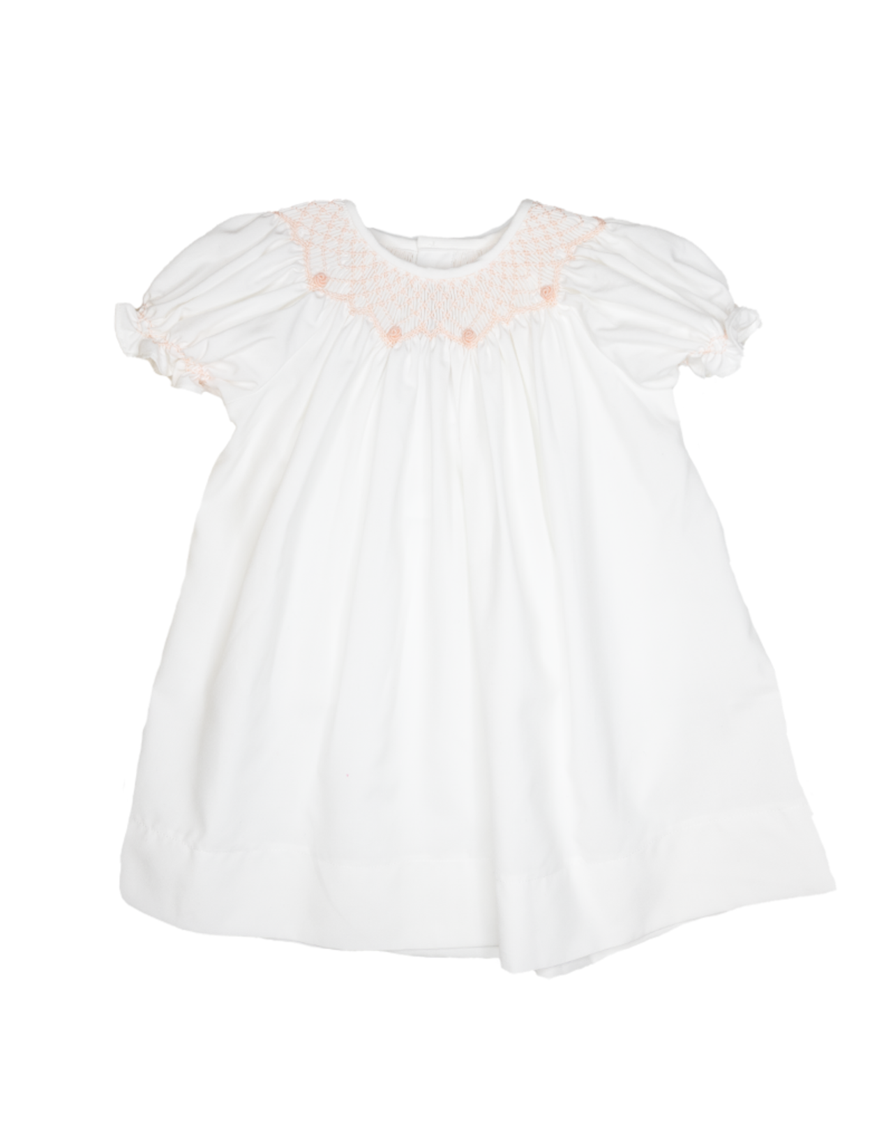 Sweet Dreams Ava White/Peach Smocked Dress NHC151