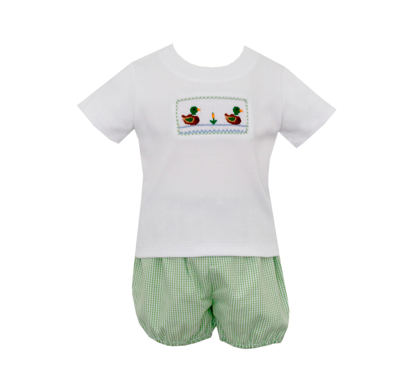 Petit Bebe Duck Boy's Diaper Set Green Check  S/S 123M-MF23 5006