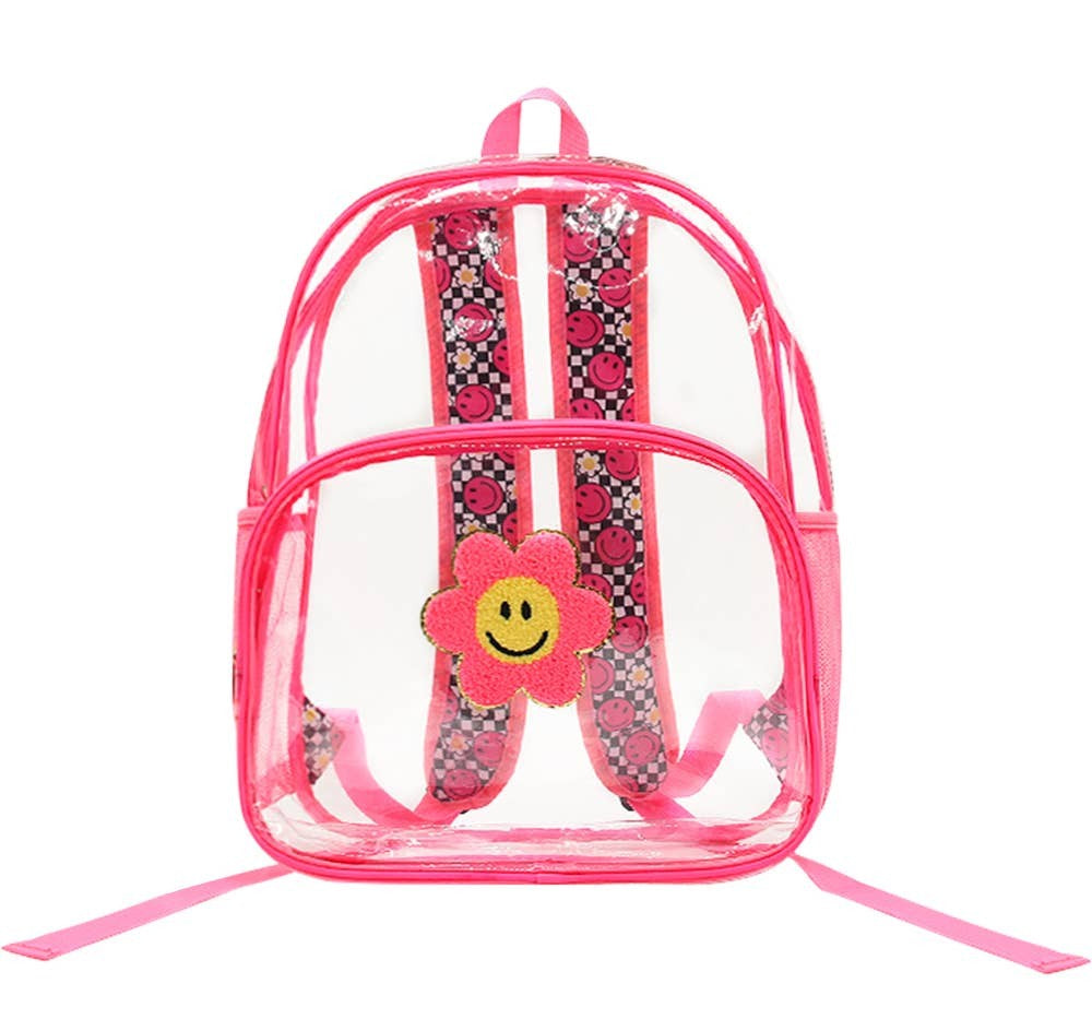 Mavi Bandz Clear Pink Backpack w/ Chenille Patch