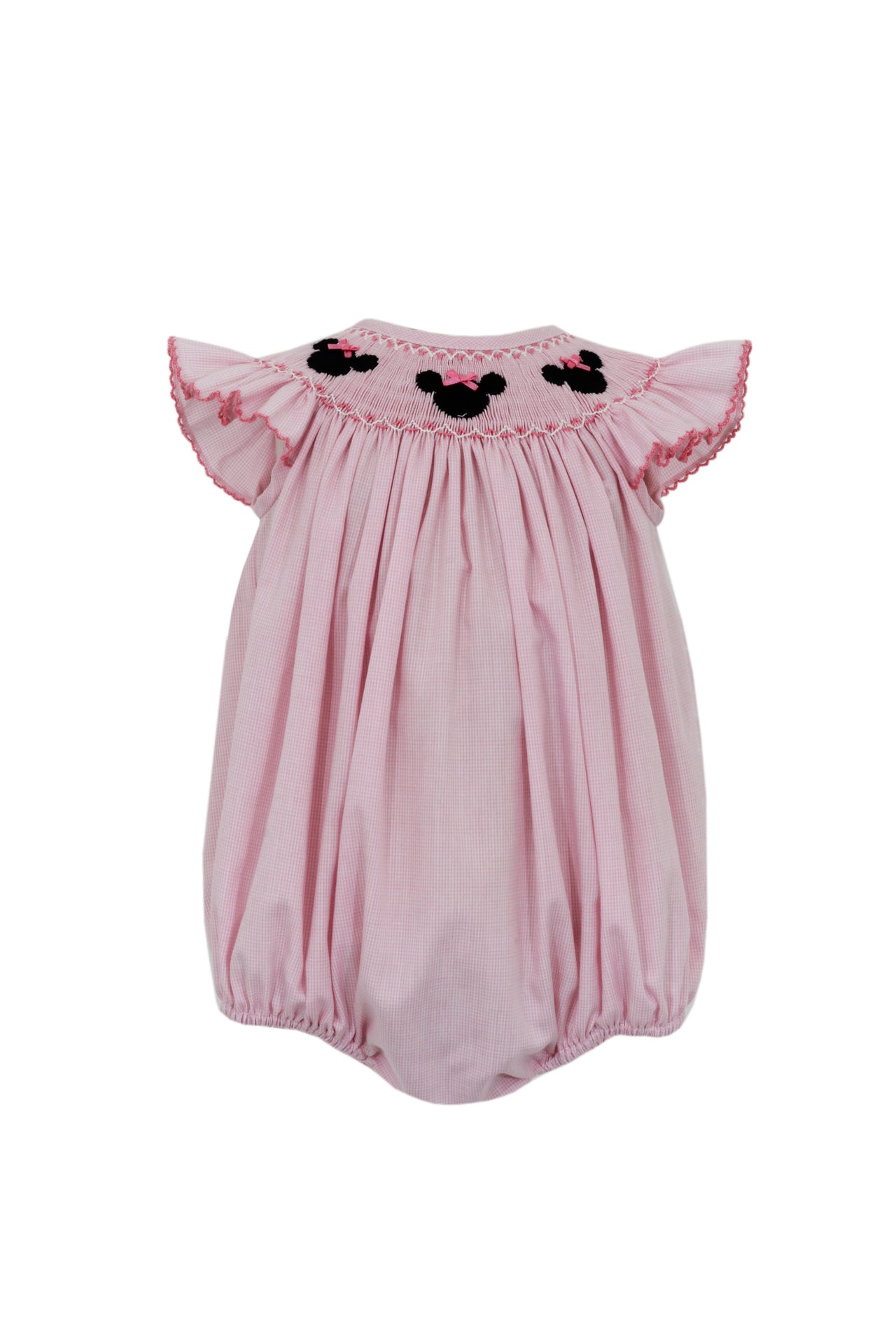 Petit Bebe Minnie Angel wing Bishop Bubble Pink Microcheck 134F-MS24 5102