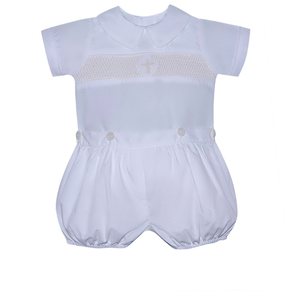 Baby Sen White Boy Cross Button-On Suit BS257-BOS