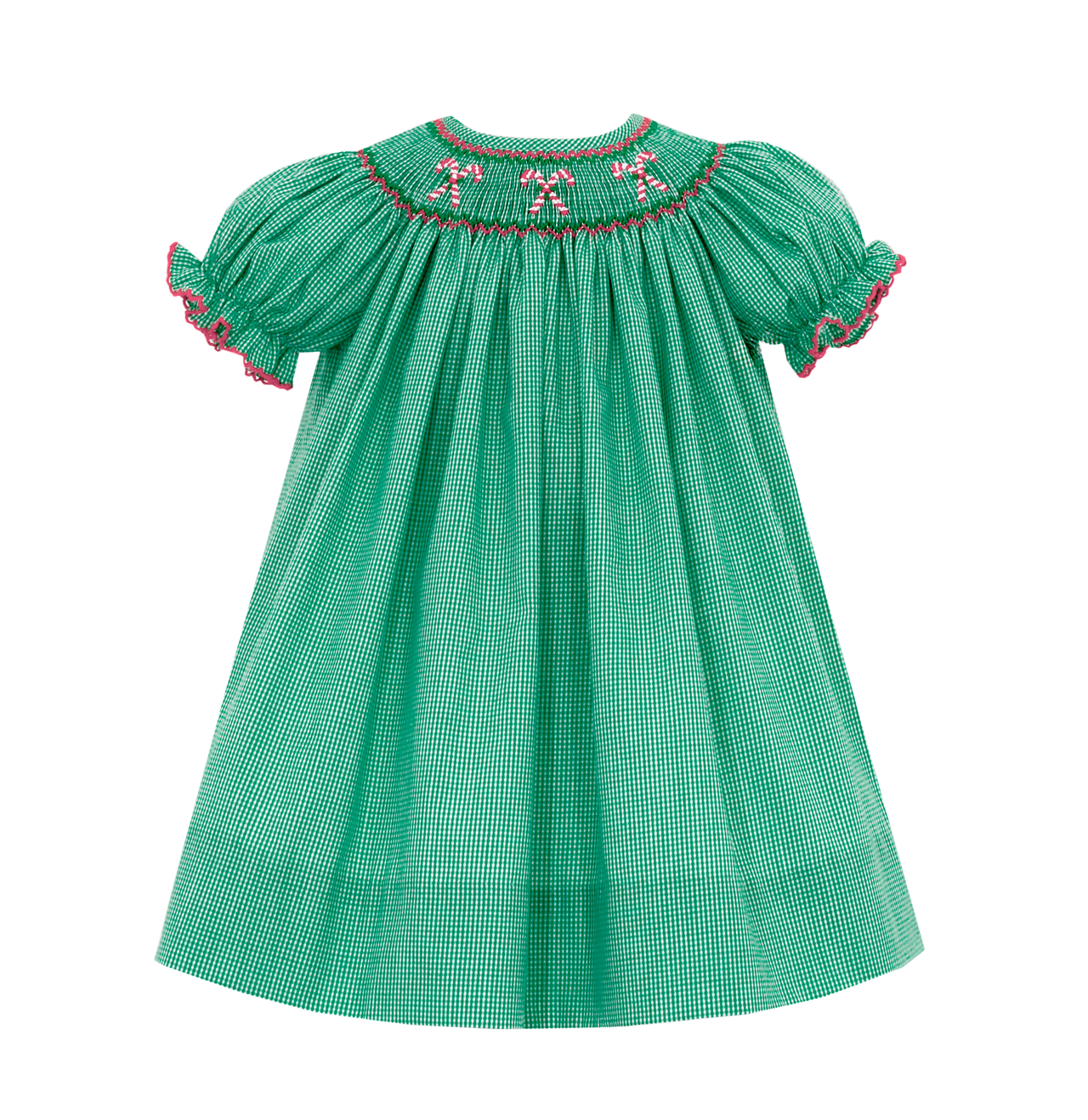 Petit Bebe Candy Cane Green Gingham Bishop S/S 144A-MH23 5009
