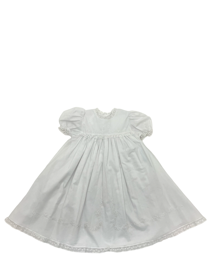 Auraluz White Dress W/White Lace W/White Floral Emb With Slip  201 2023