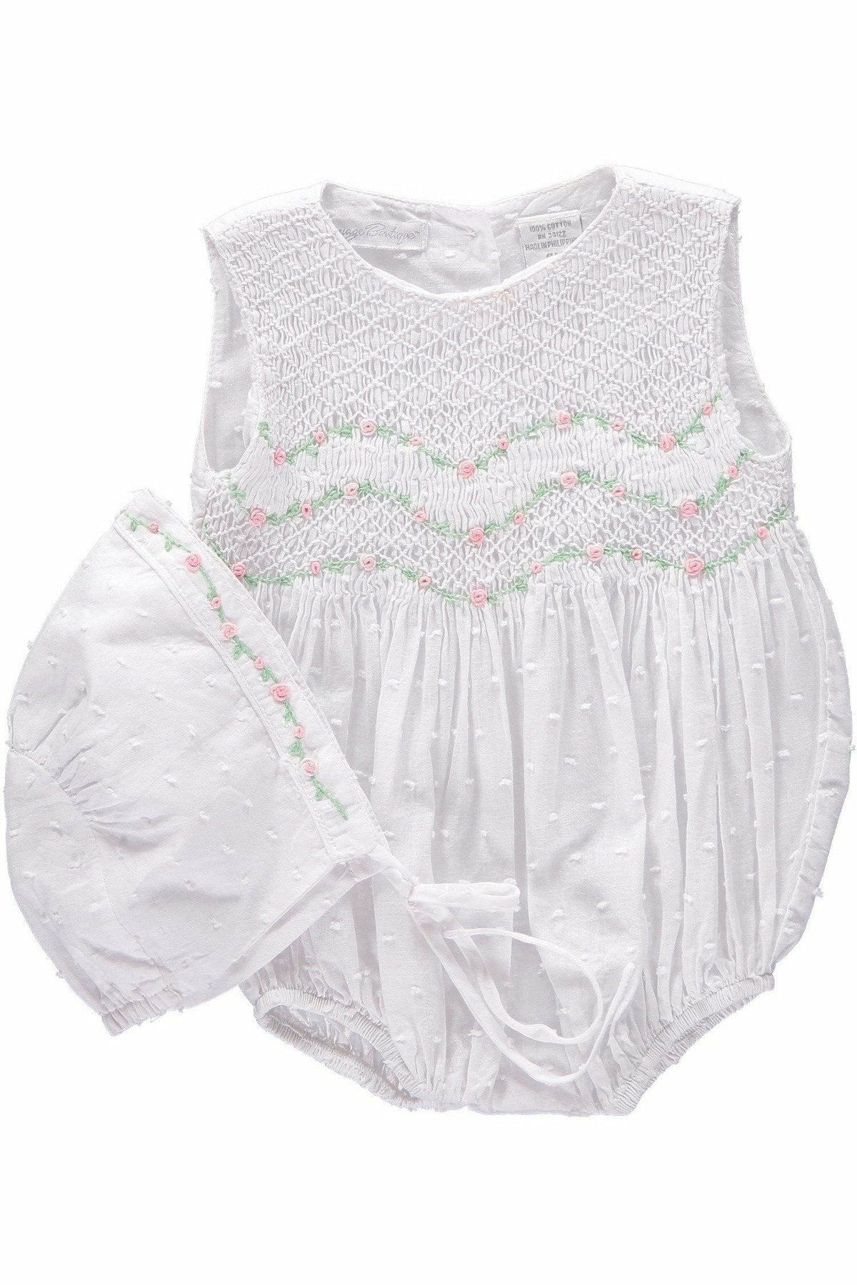 Carriage Boutique Whimsical Baby Girl Bubble Romper W/Bonnet 20016 5103