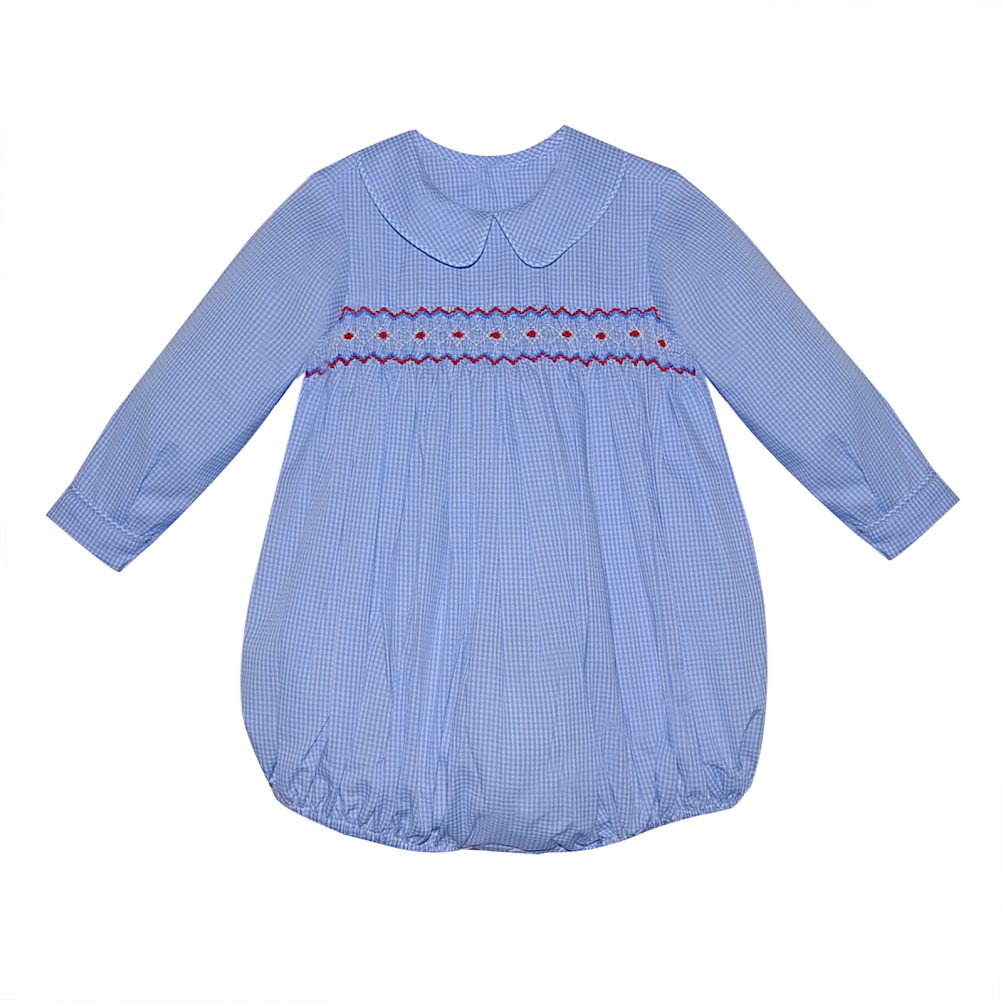 Baby Sen Royal Blue Finley Bubble W/Red Smocking  FLYGB/FLYBB -RB-RS 5007