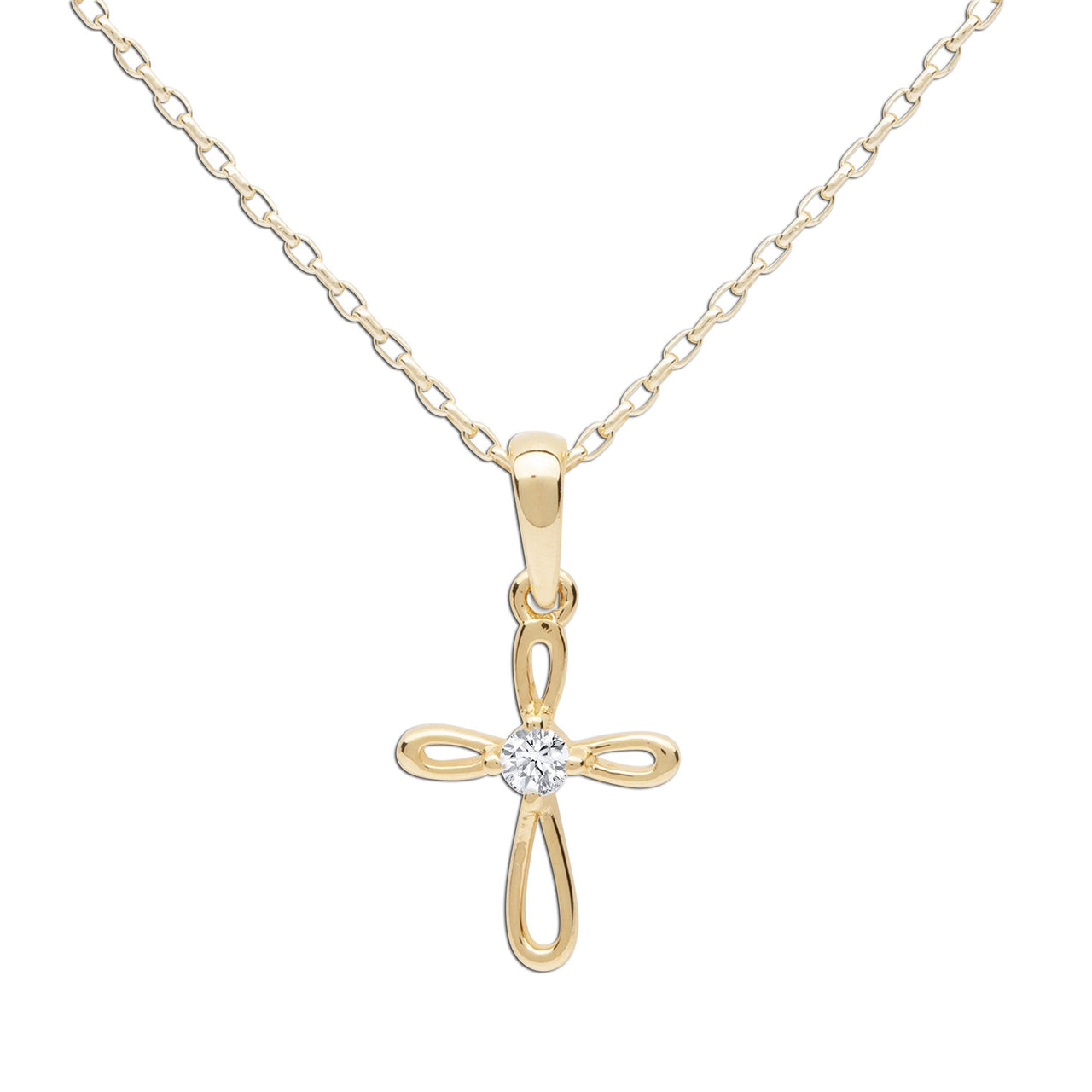 Cherished Moments 14K Gold-Plated Children's Cross Necklace (GPBCN-Cross-Infinity)