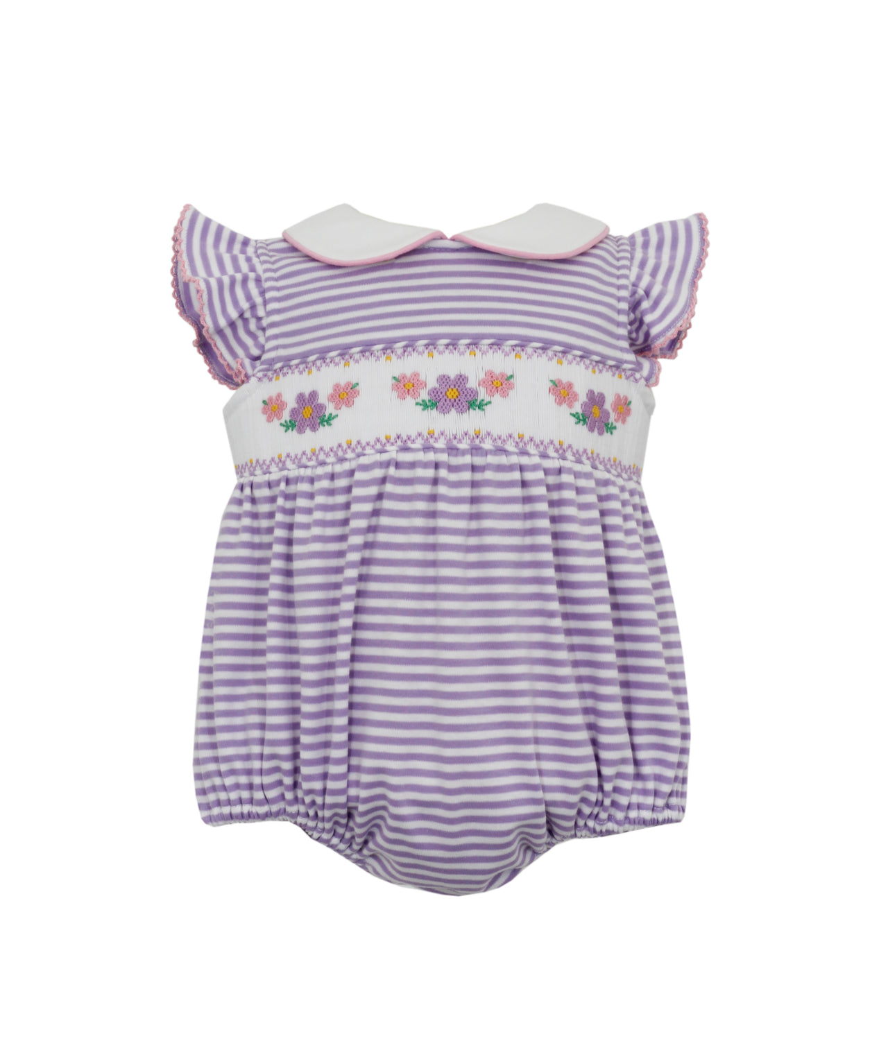 Petit Bebe Daisies Lilac Stripe Knit Sleeveless Bubble 429F-MS24 5012