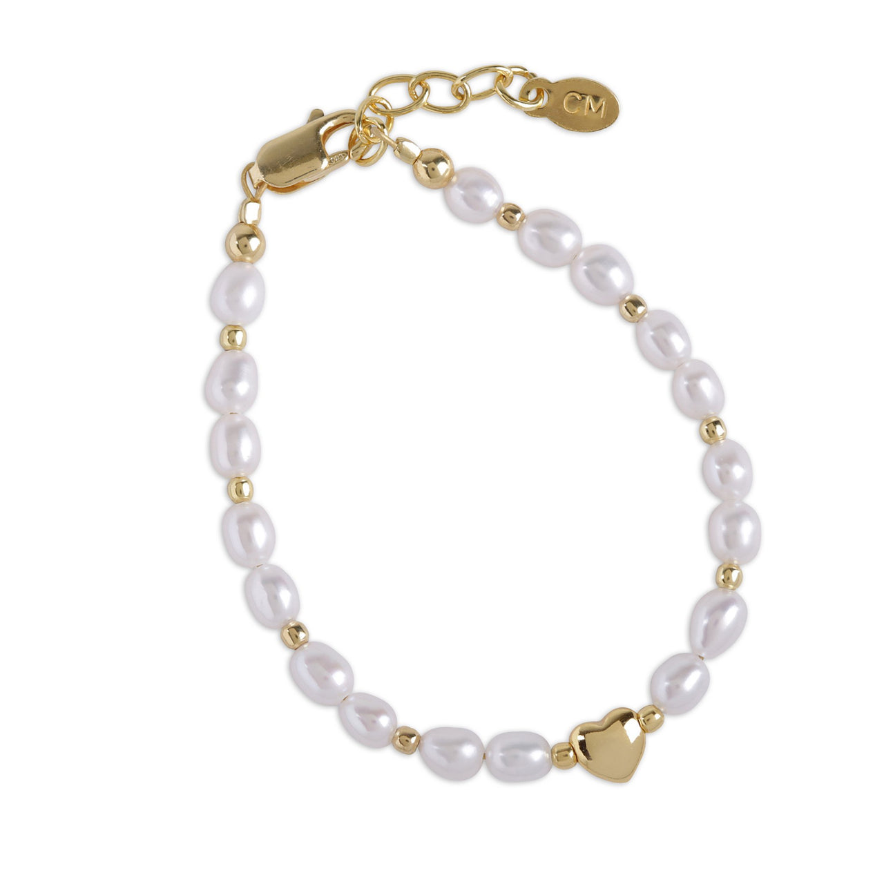 Cherished Moments Willow 14K Gold Plated Pearl Bracelet with Heart