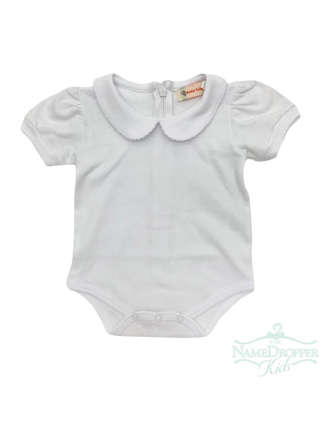 Luigi Girl Onesie W/Zipper back white Picot 01136-01