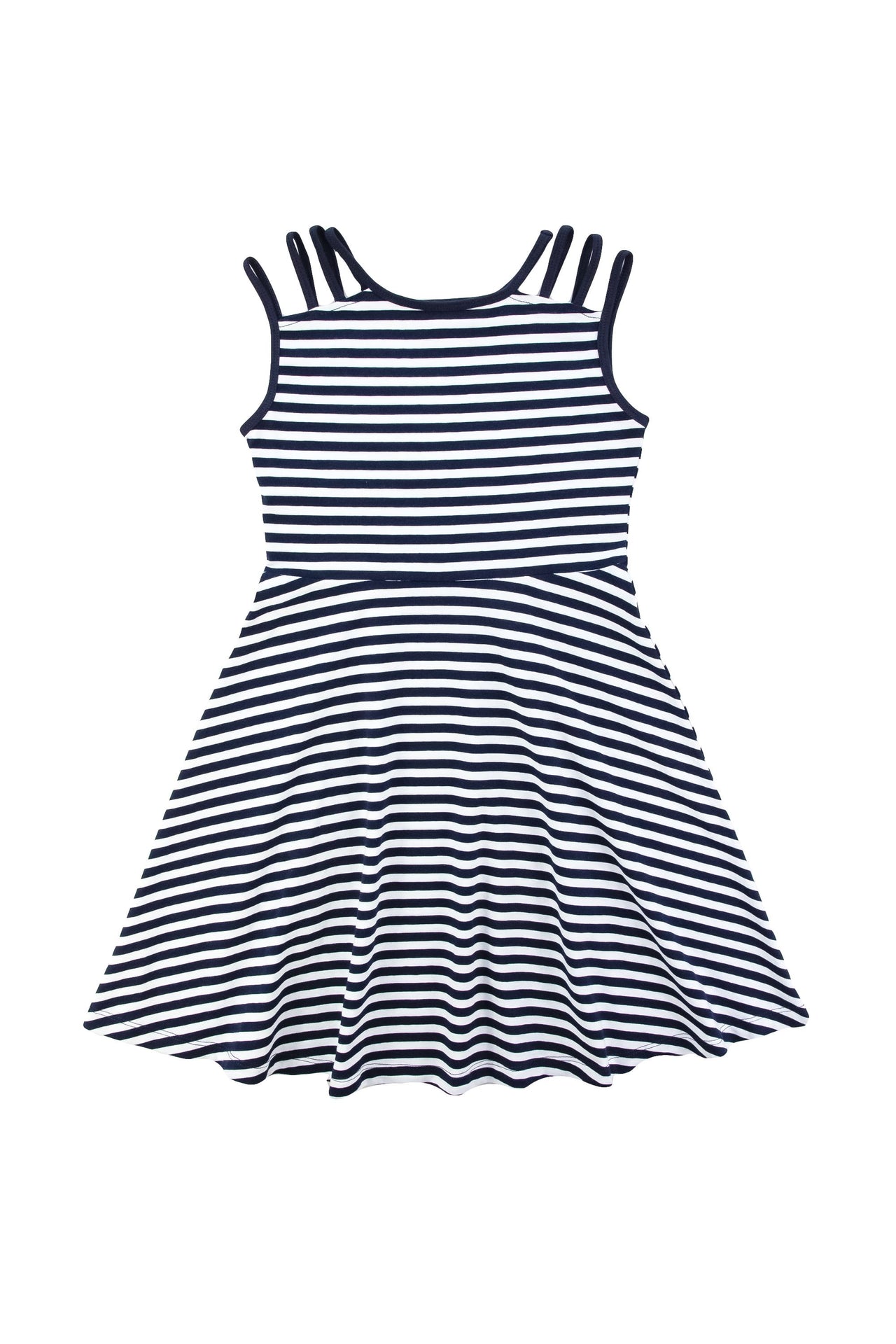 Florence Eiseman Stripe Knit Dress W/Spaghetti Straps Navy/White C4568
