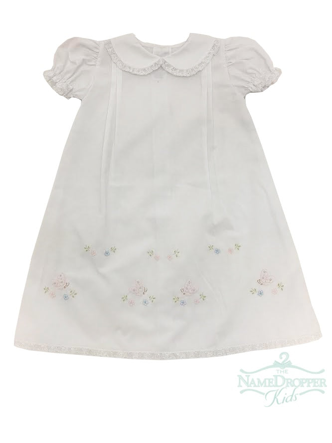 Auraluz Long Daygown White/Pink Butterflies 3020GWPBUT