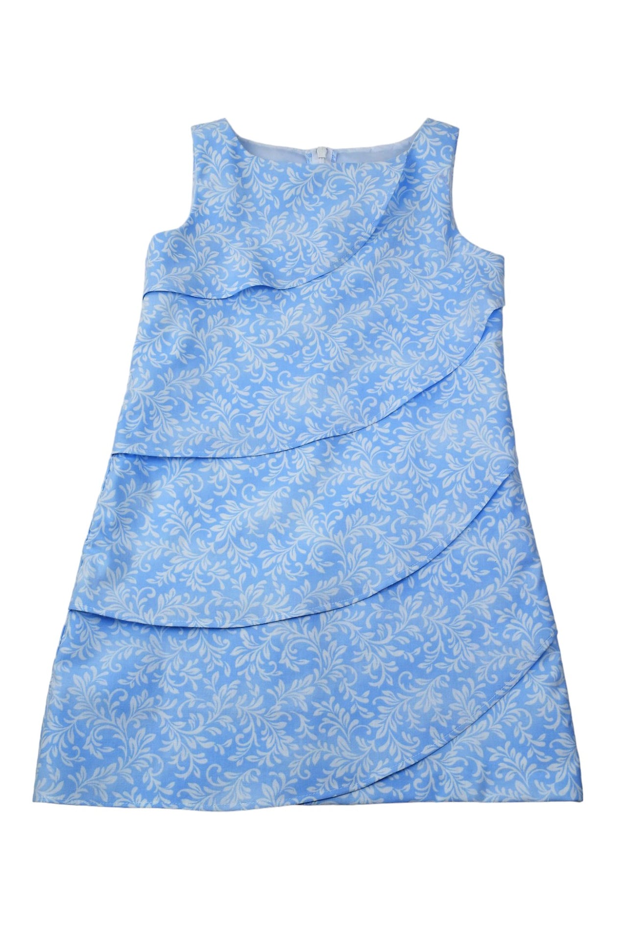 Maggie Breen Tiered Dress Blue/White Print 70761 5012
