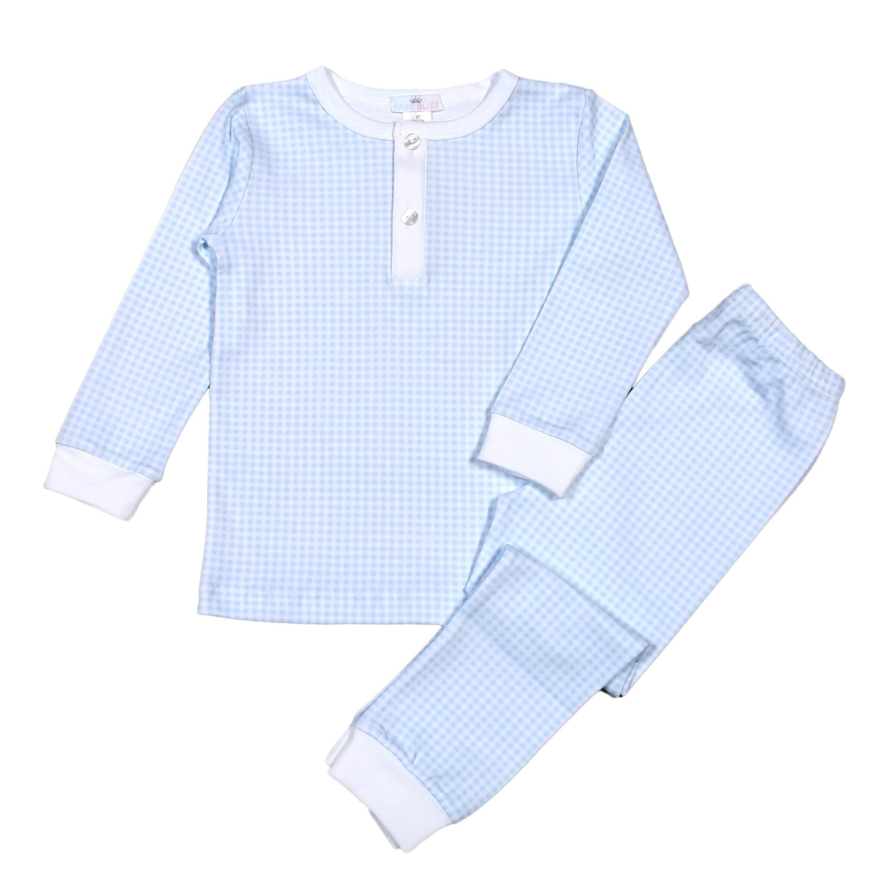 Baby Loren Blue Gingham 2 pc Pima Loungewear Snug Fit BGP-099