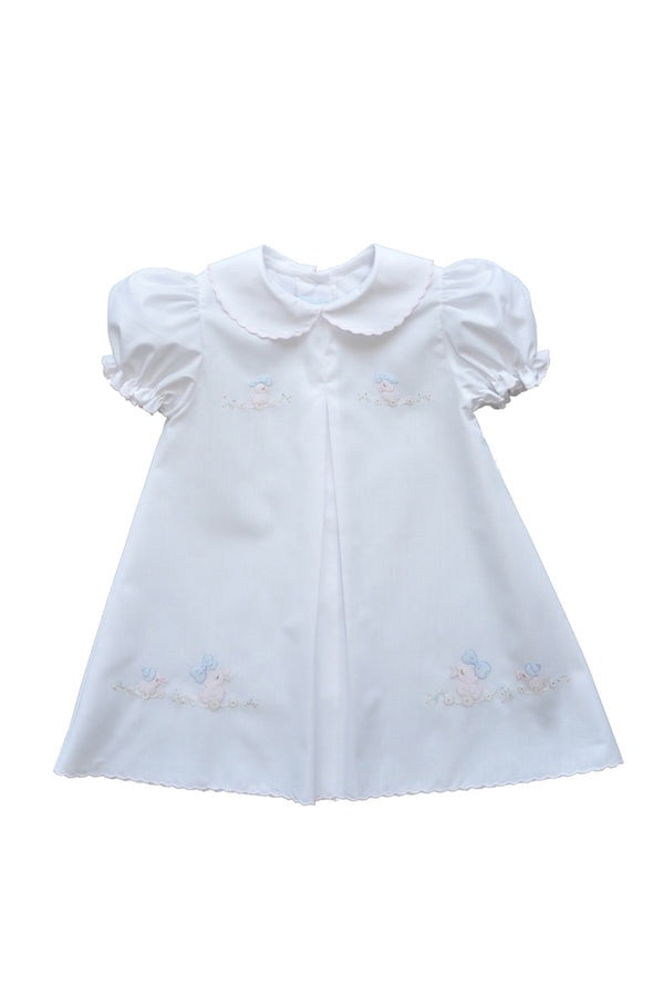 Auraluz Baby Dress W/Pull Toy Shadow Emb Pink/Blue 222 5103