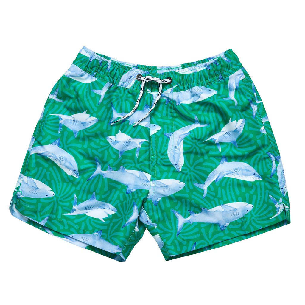 Snapper Rock Reef Shark Swim Short Green B90125 5012