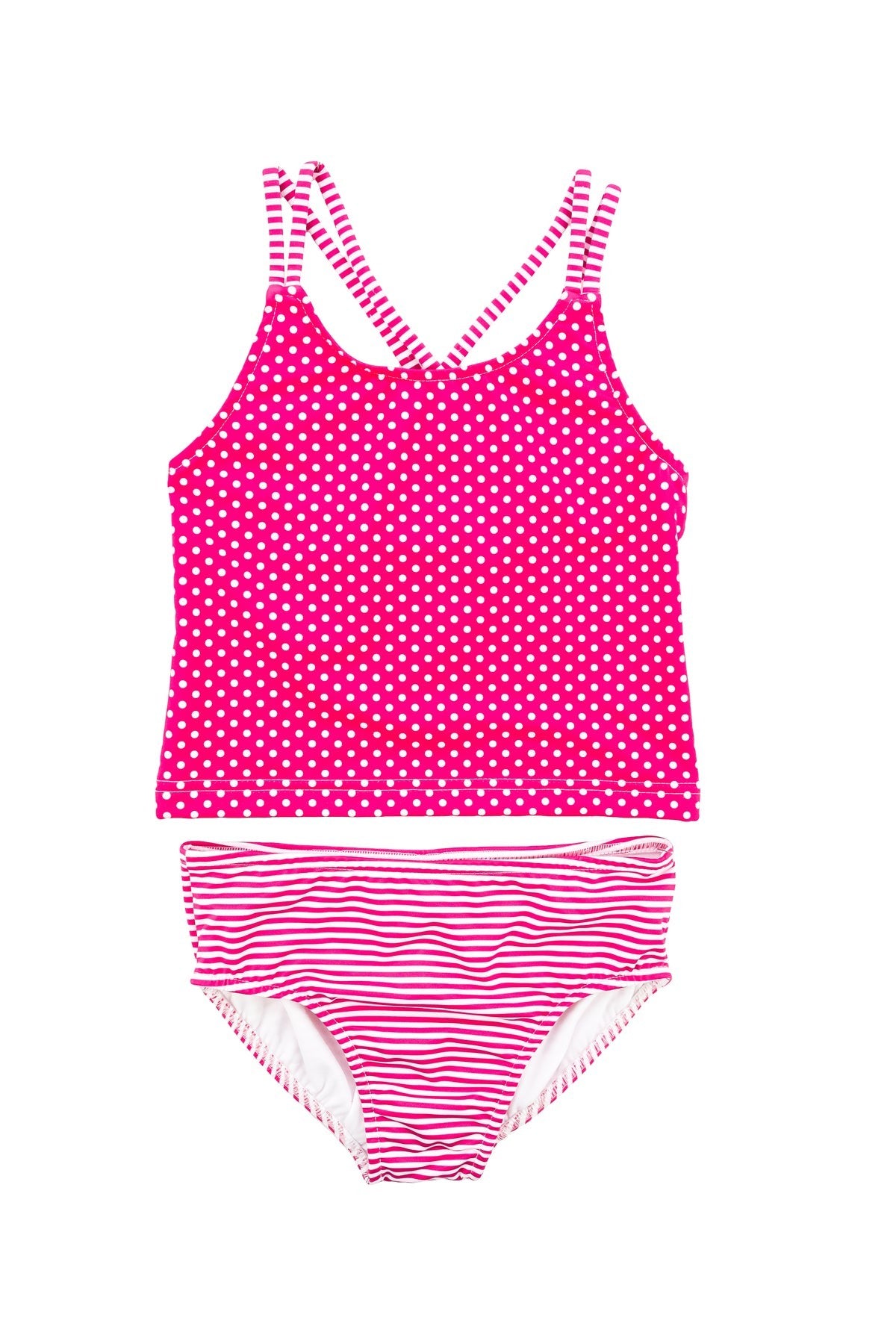 Florence Eiseman Polka Dot and Stripe Tankini Pink/White C5325 5101