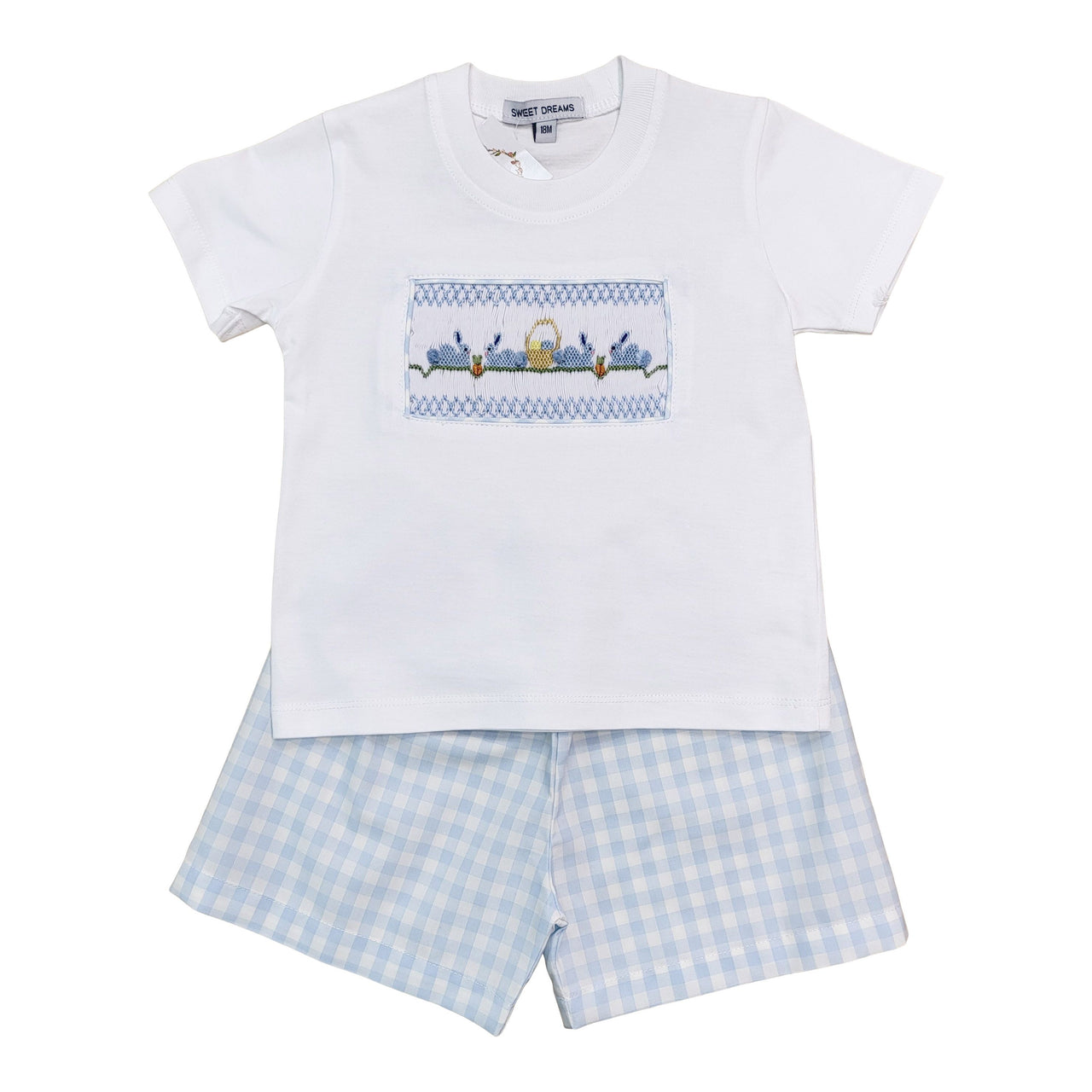 Sweet Dreams Bunny & Basket Smocked Boy Shorts Set MT42 5101