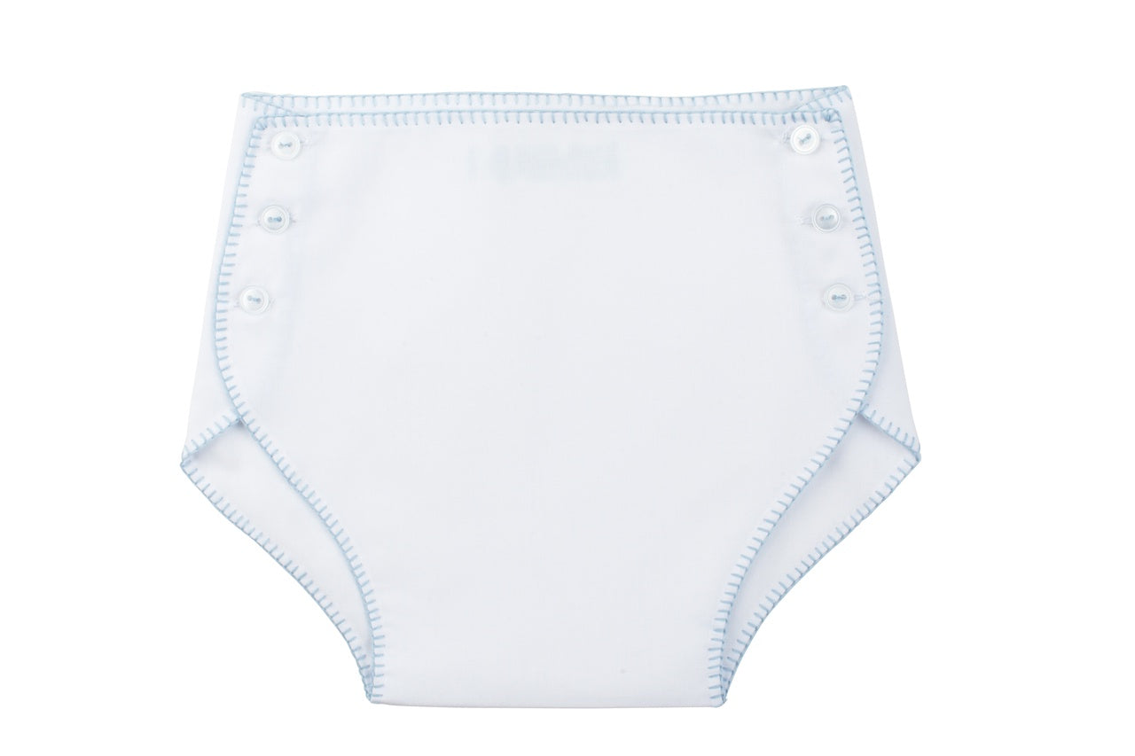 Feltman Brothers Button Diaper Cover White/Blue 5752 4609