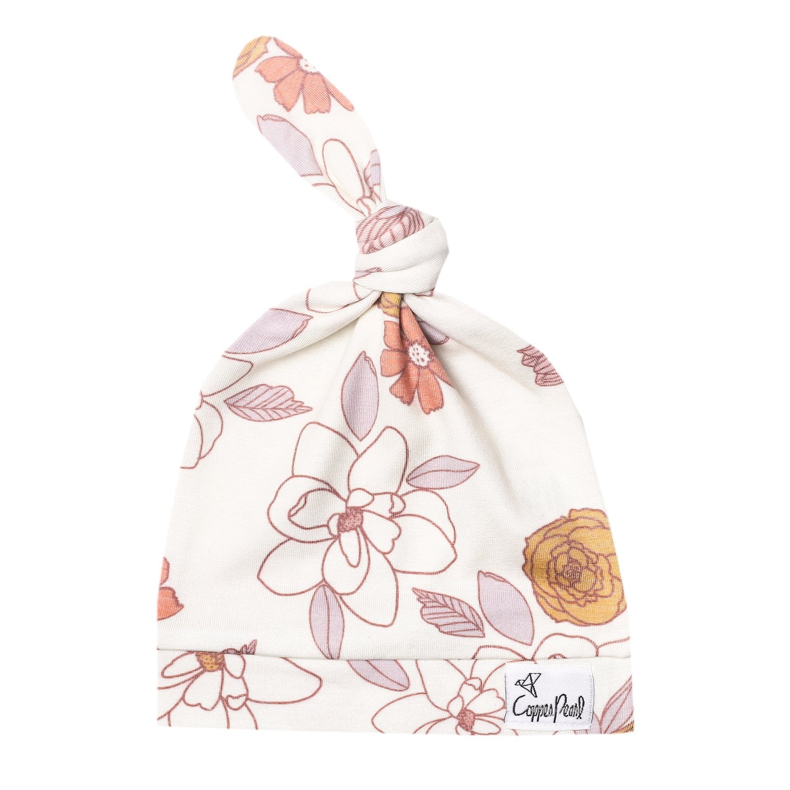 Copper Pearl Newborn Top Knot Hat