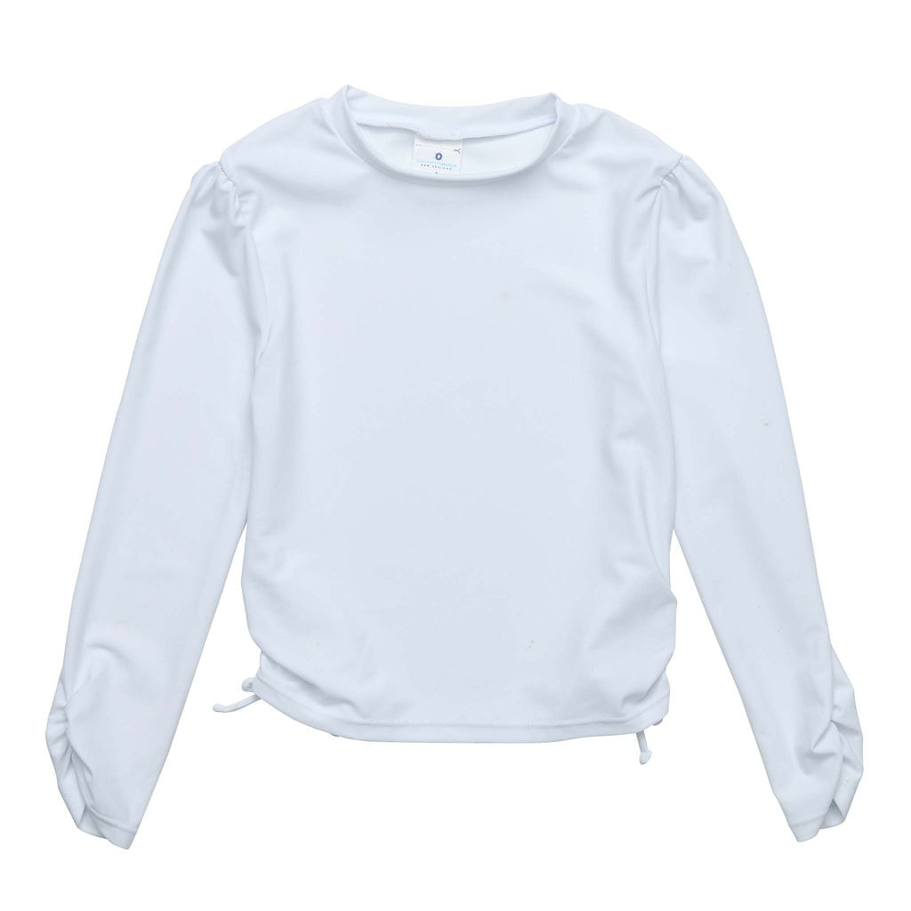 Snapper Rock White Rouched LS Rash top G20073L 50912