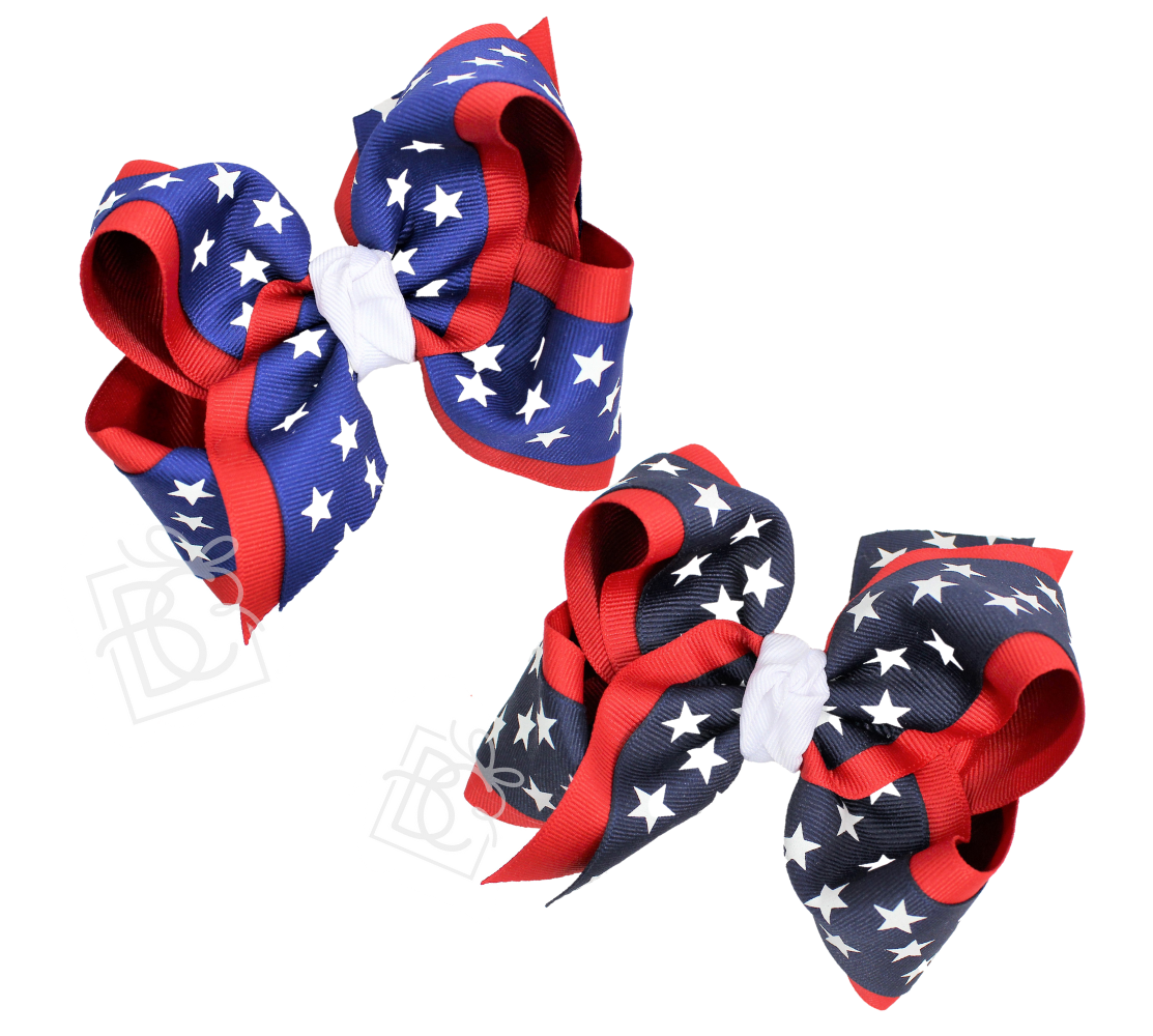 Beyond Creations Layered Star Grosgrain Bow (4.5" Large)