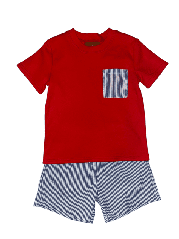 Millie Jay Hudson Short Set Red & Blue stripe 686 5101