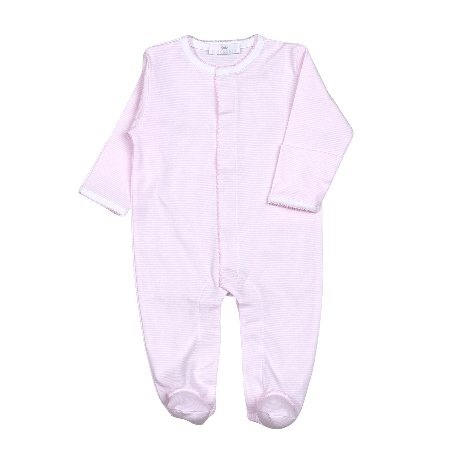 Baby Loren Pink stripes Pima Footie Pink Trim PSF-714 5101