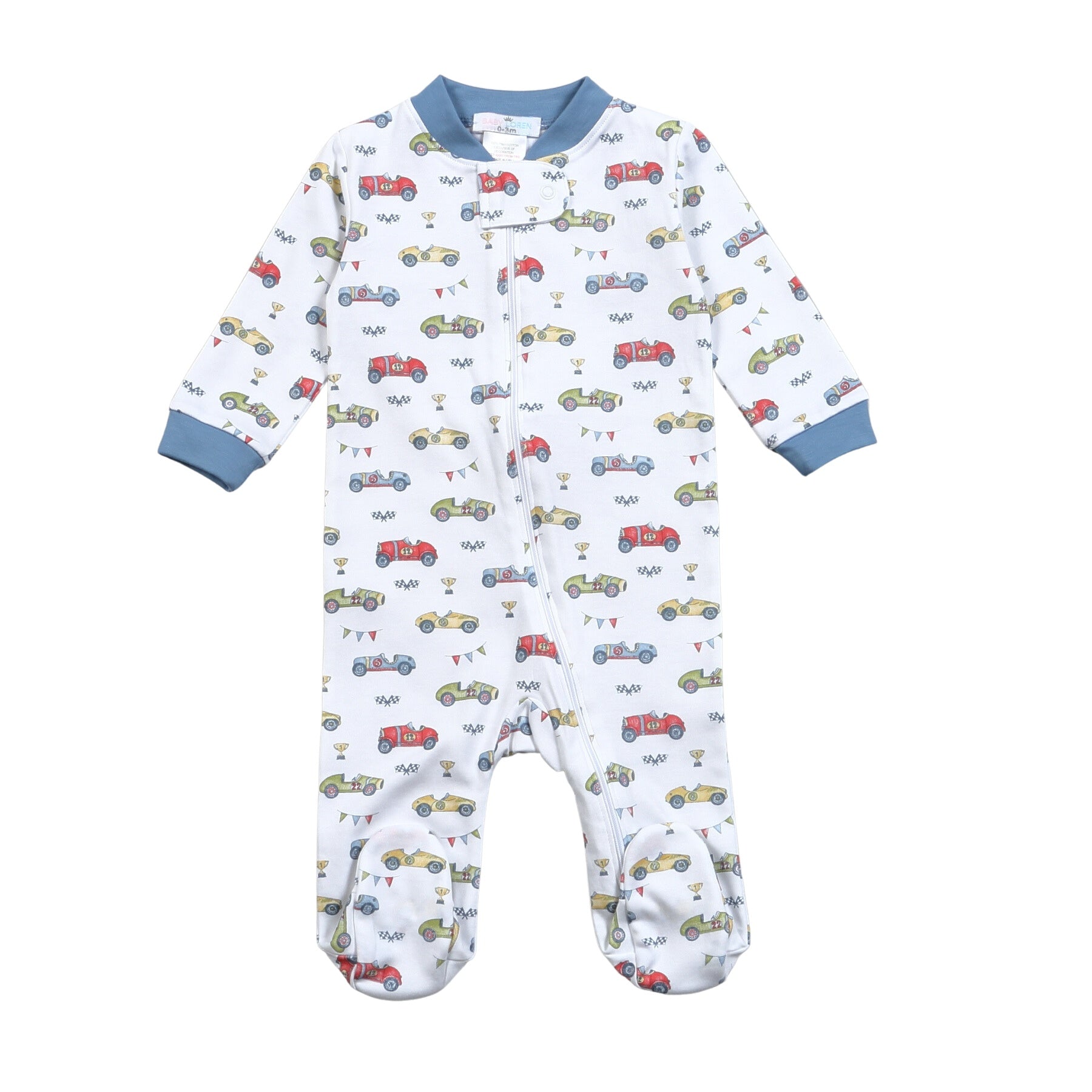 Baby Loren Racing Cars Pima Zipper footie RCA-399 5101